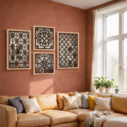 Blush Arabesque Mirror Art Set of 4