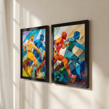 Dynamic Runner Art Poster Set of 2