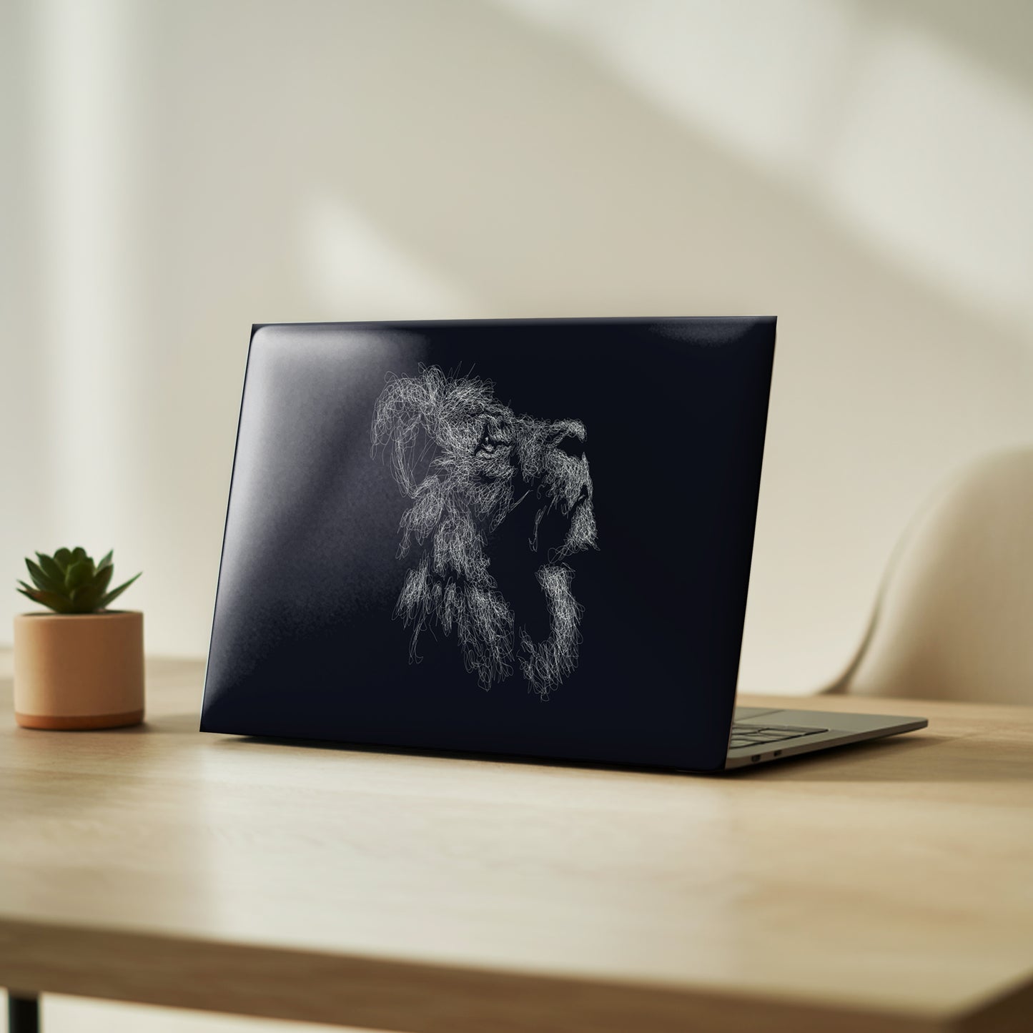 Majestic Lion Creative Doodle Aesthetic Laptop Skin
