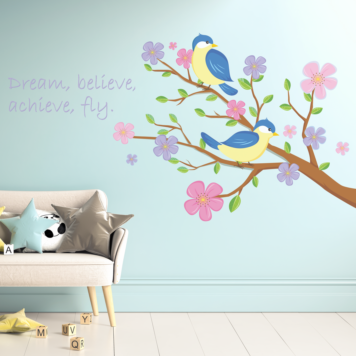 Bird & Flowers Wall Decal