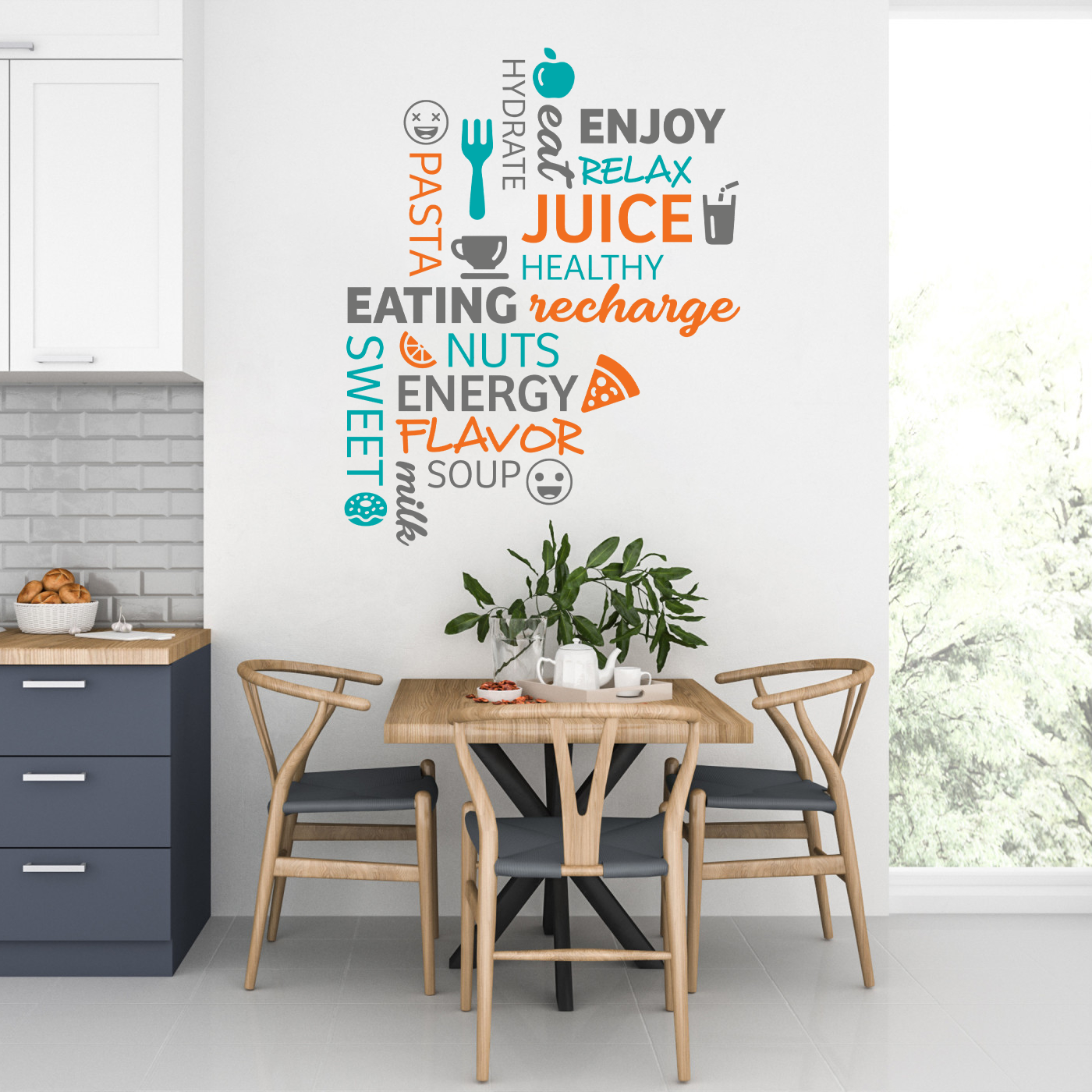Healthy Eating Word Cloud Wall Sticker