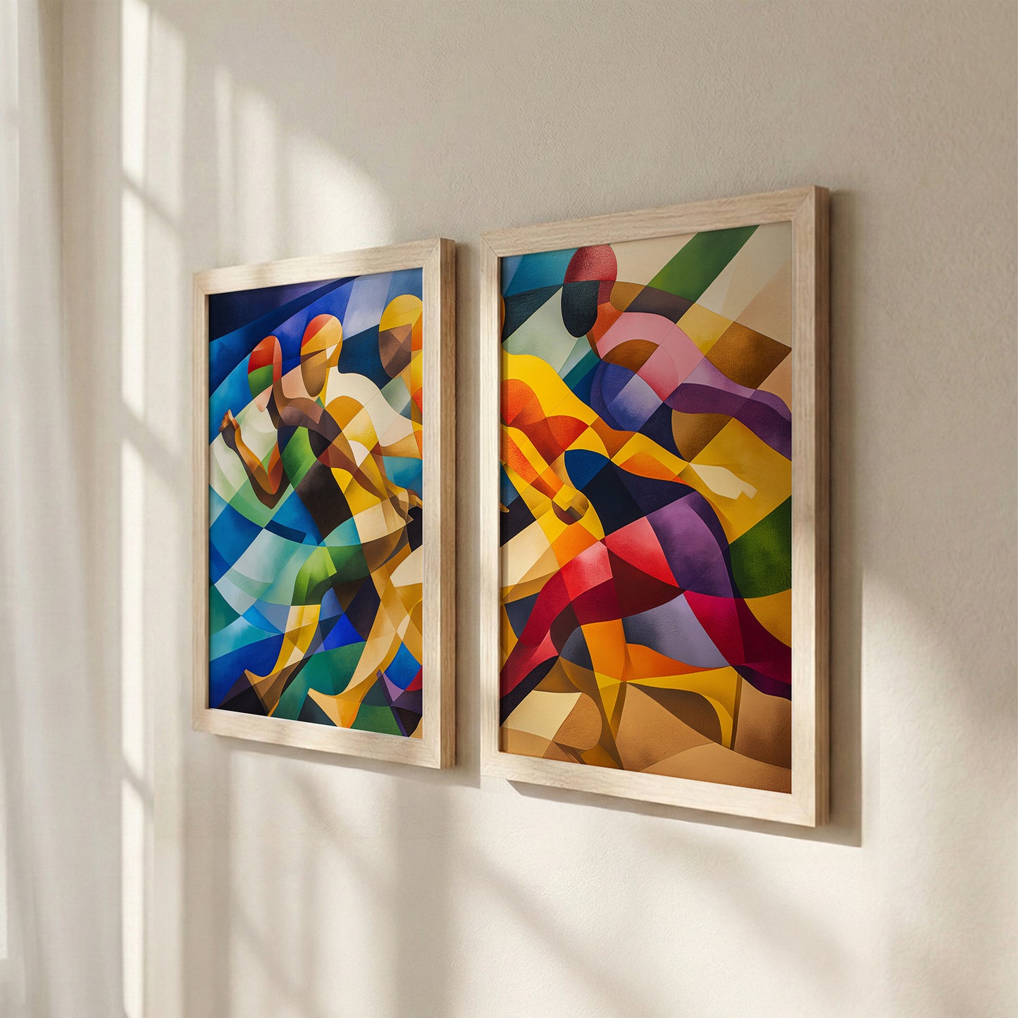 Vibrant Abstract Figures Poster Set of 2