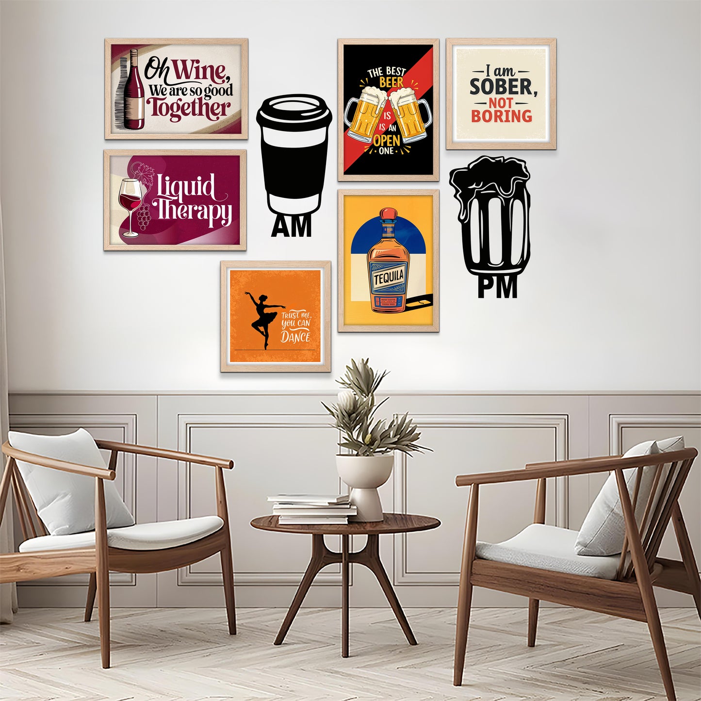 AM to PM Bar & Drink Wall Art Set