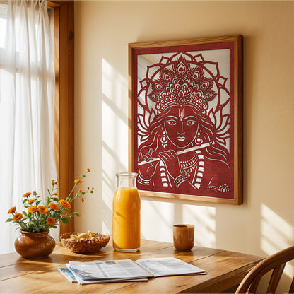 Krishna Pinewood Laser wall Art