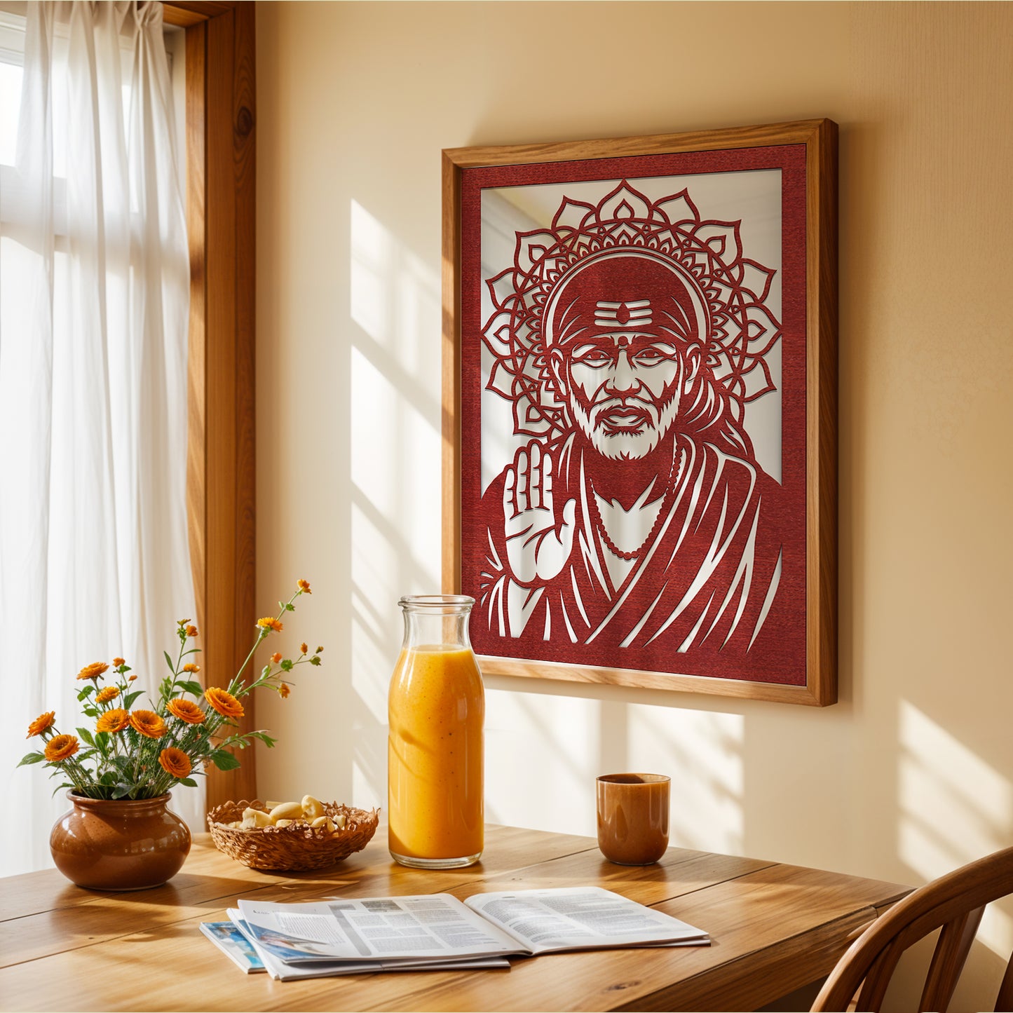 Sai Baba Pinewood Laser wall Art