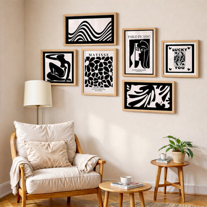 Black Canvas Wall Art Set of 6