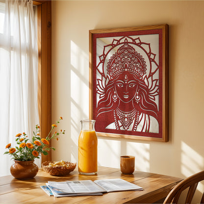 Shri Lakshmi Pinewood Laser Wall Art