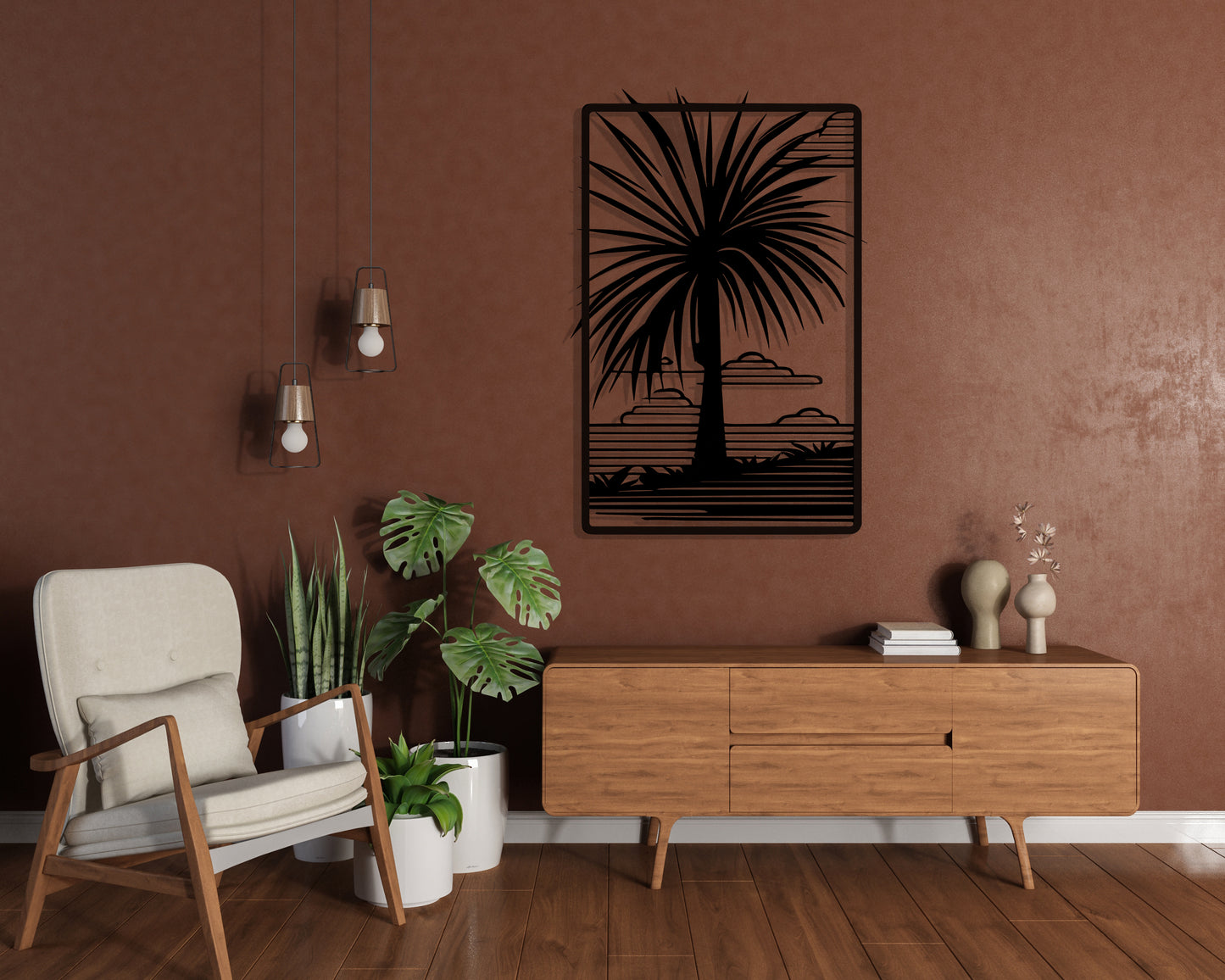 Palm Tree Pinewood Wall Art
