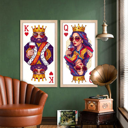 King & Queen Card Art Wall Frame Set of 2