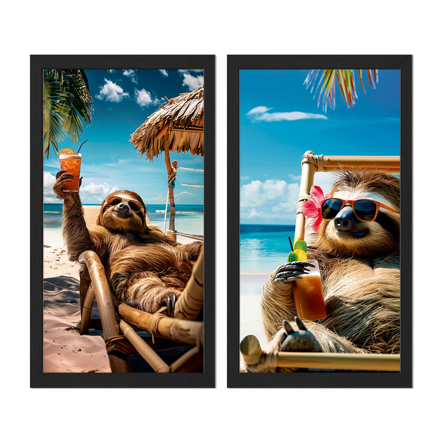 Sloth Vacation Vibes Wall Frame Set