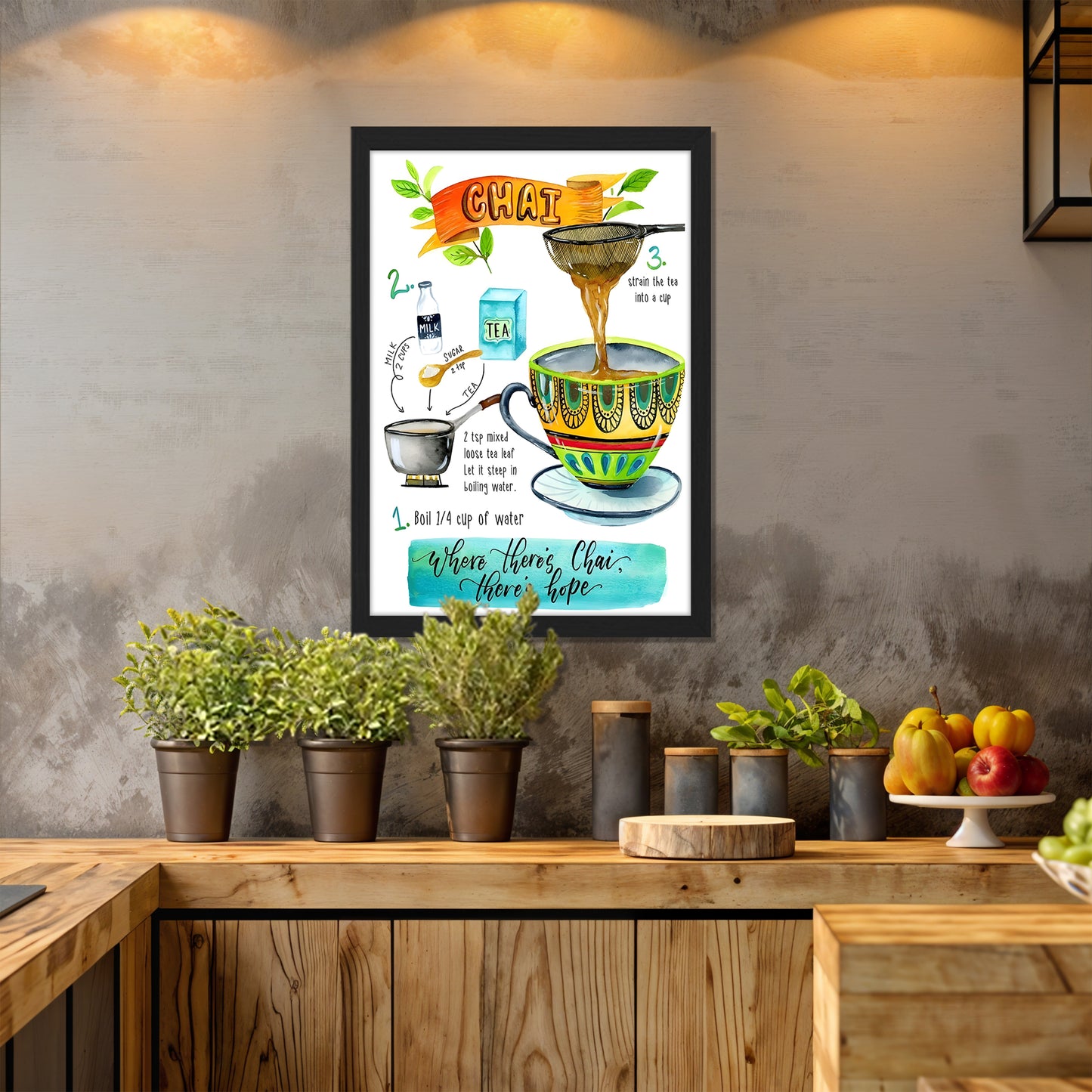 Chai Recipe Kitchen Wall Frame Set of 1