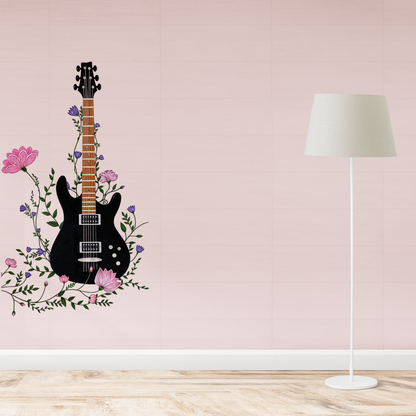 Floral Electric Guitar Wall Sticker