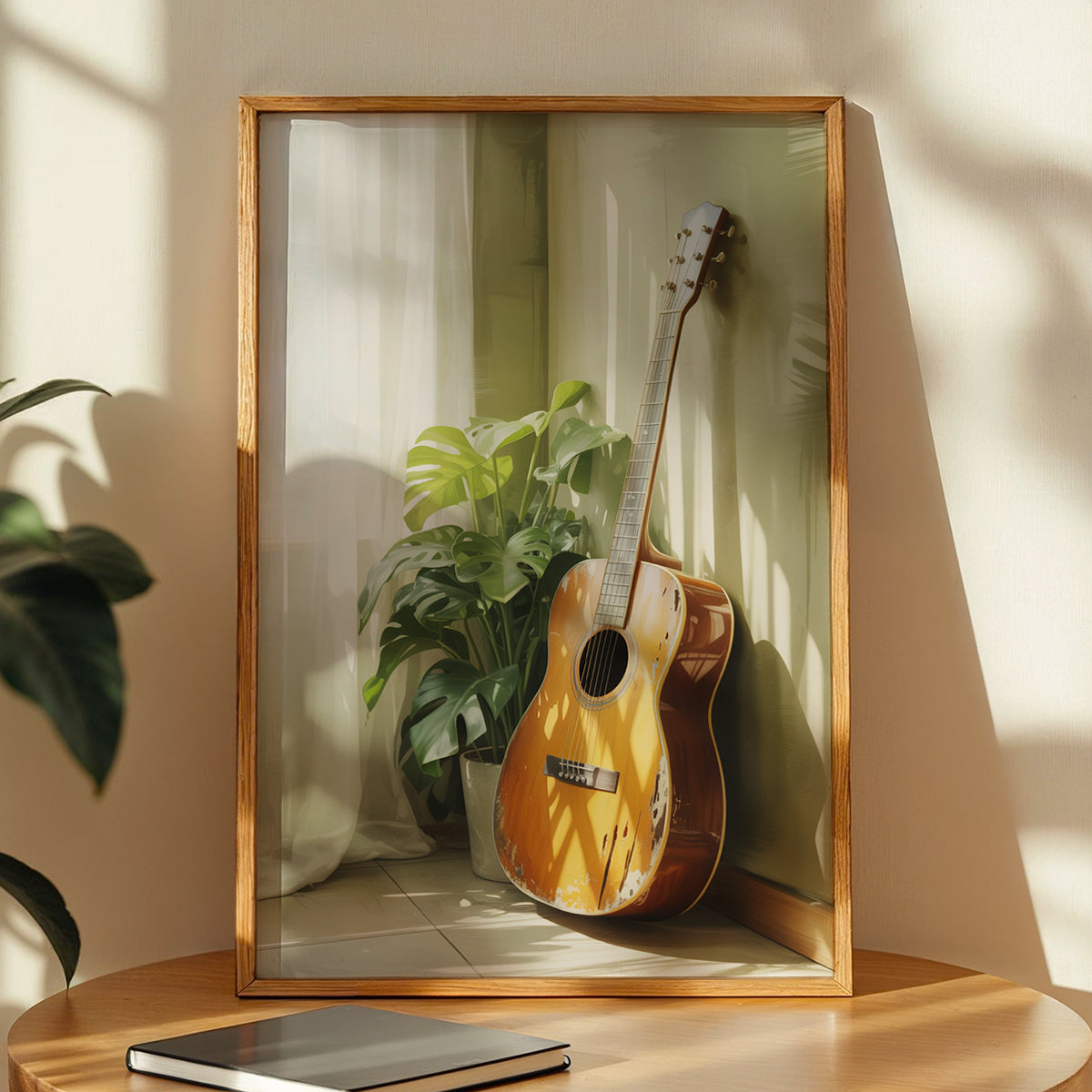 Acoustic Guitar & Greenery Framed Wall Art
