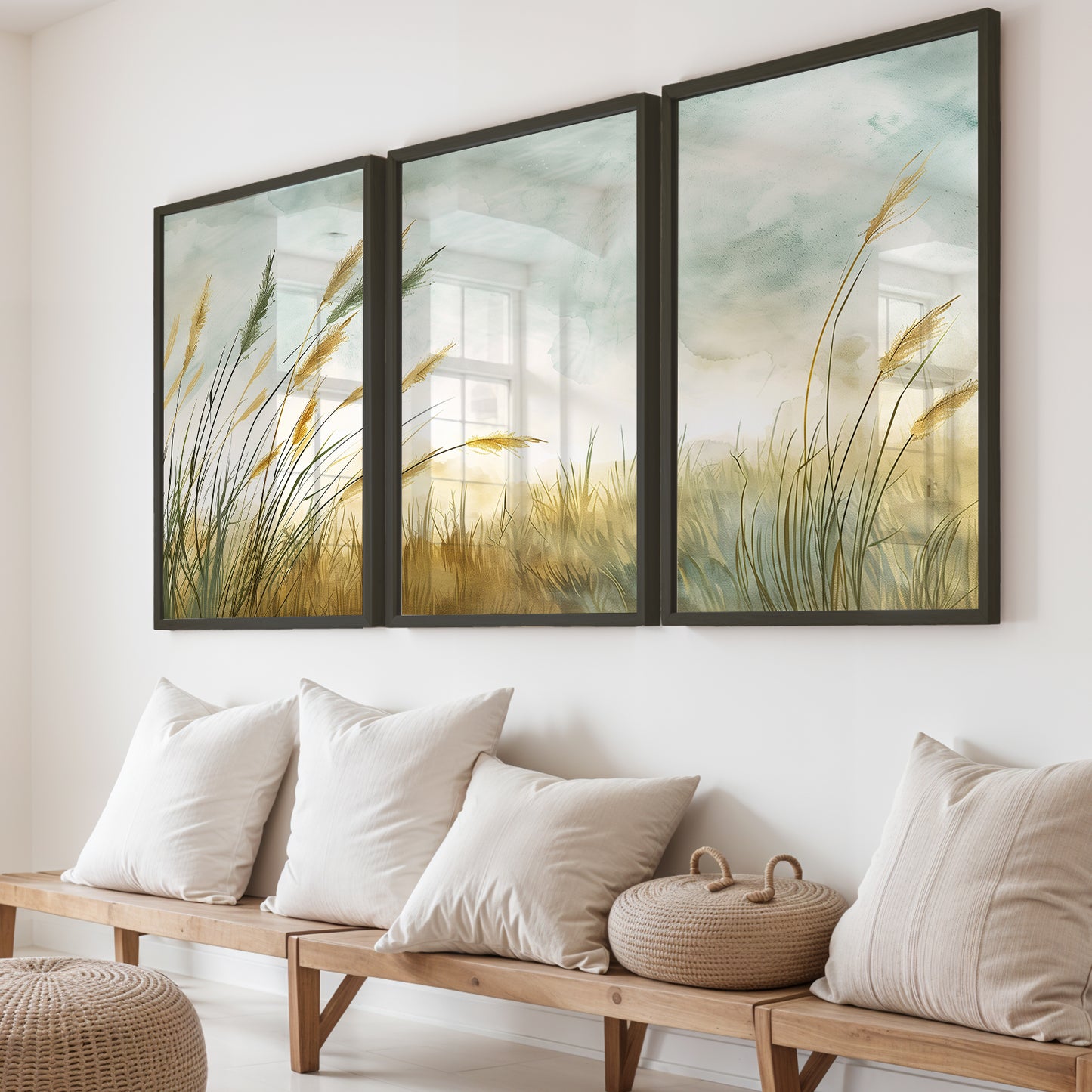 Minimalist Pampas Grass Botanical Wall Art Set of 3