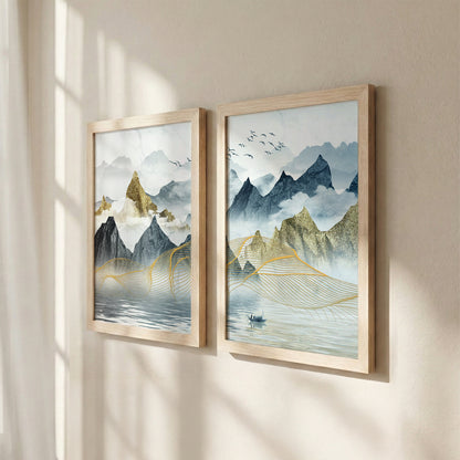 Modern Mountain Art Wall Frame Set of 2