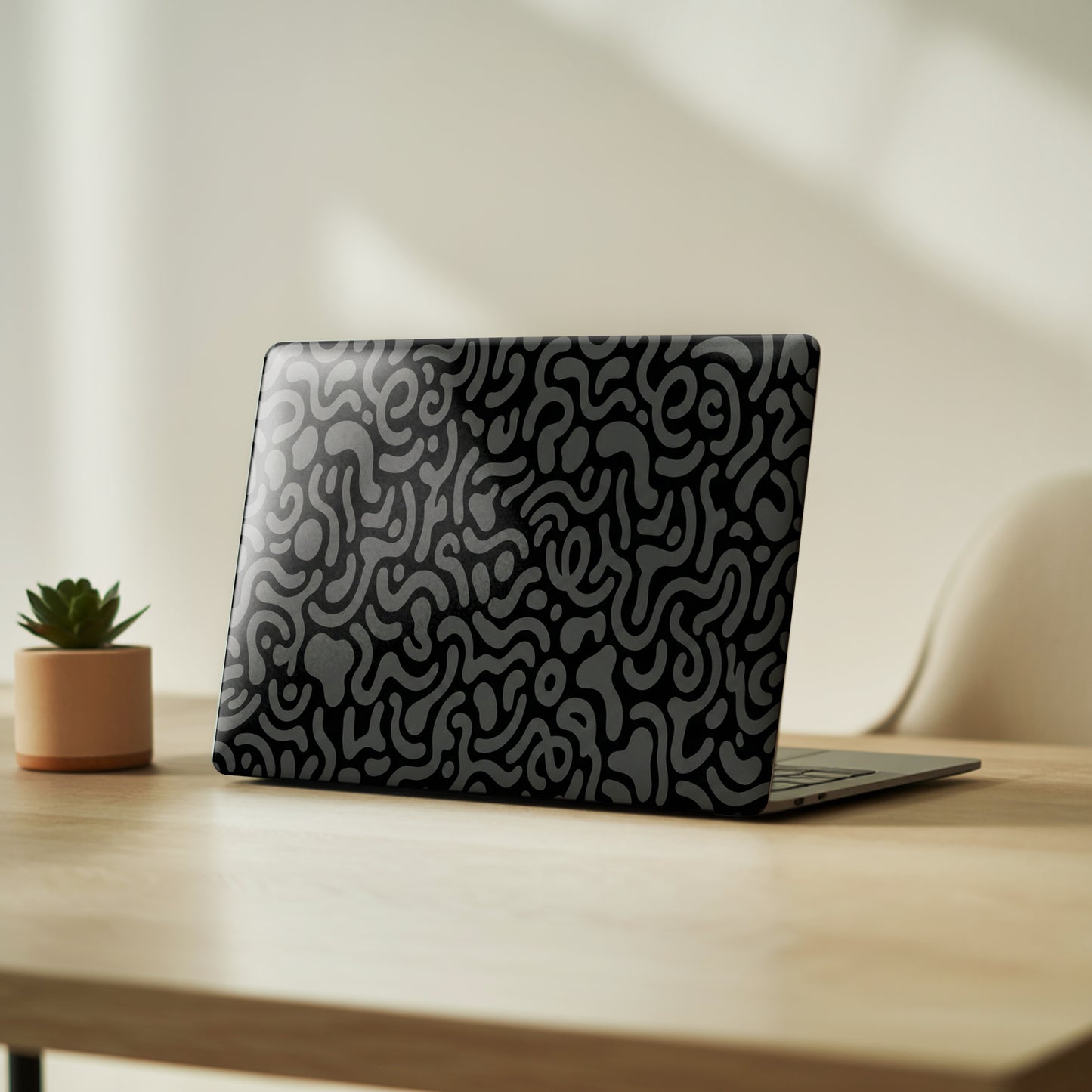 Black & Grey Doodle Maze Minimalist Laptop Skin