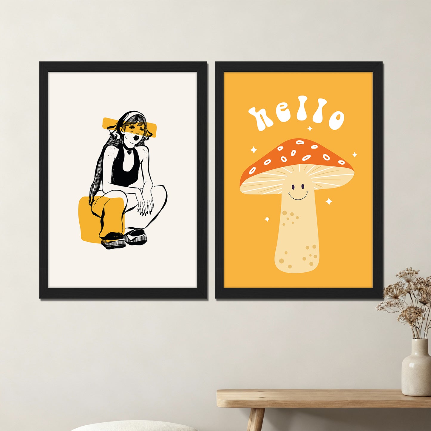 Whimsical Mushroom Framed Set