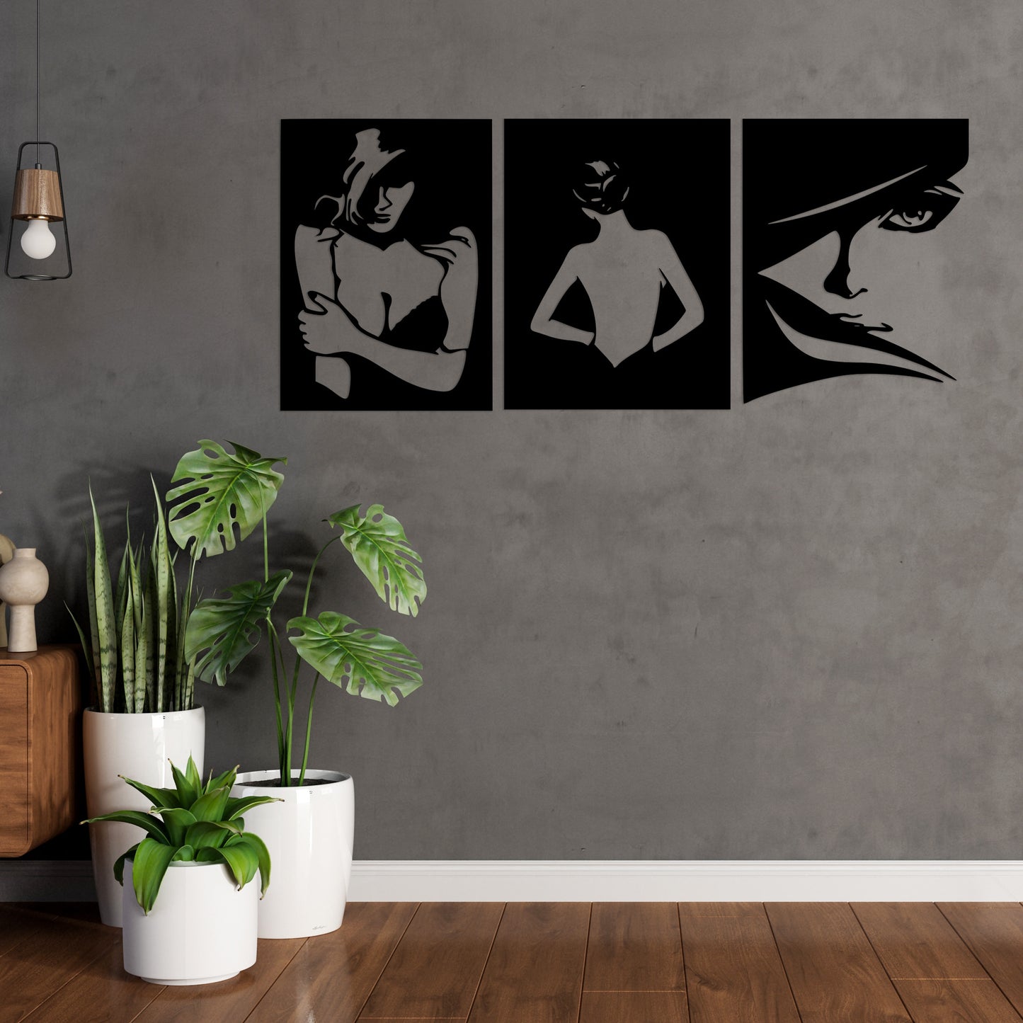 Abstract Women Pinewood Wall Art