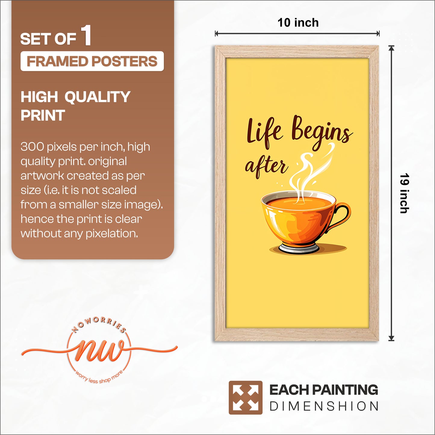 Life Begins After Tea Wall Frame Set of 1
