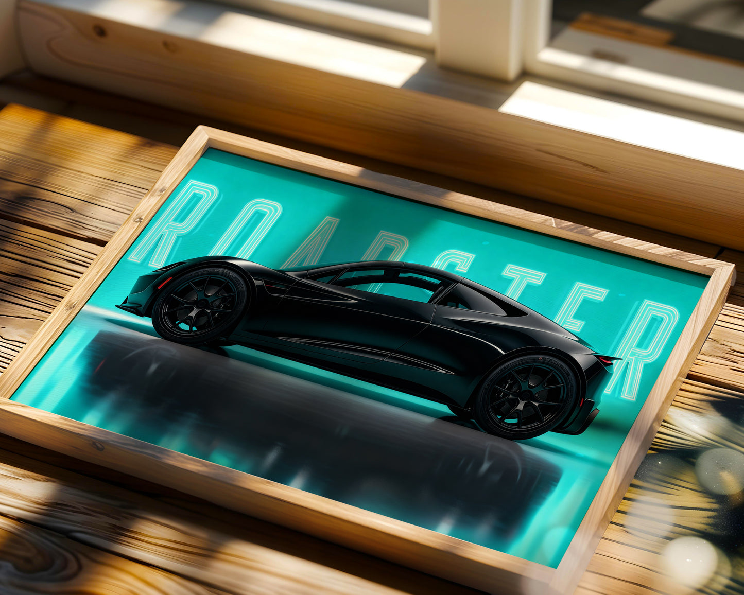 Tesla Roadster Neon Edition Wall Frame