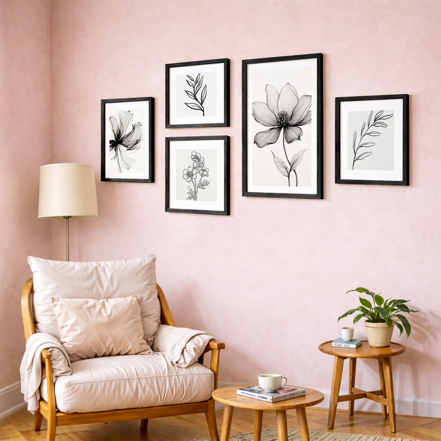 Elegant Floral Wall Set of 5