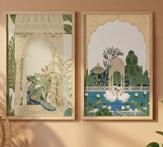 Royal Garden Palace Art Wall Frames Set of 2