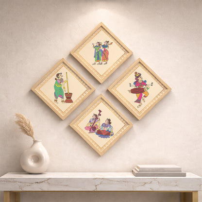 Folk Melody Wall Art Set of 4