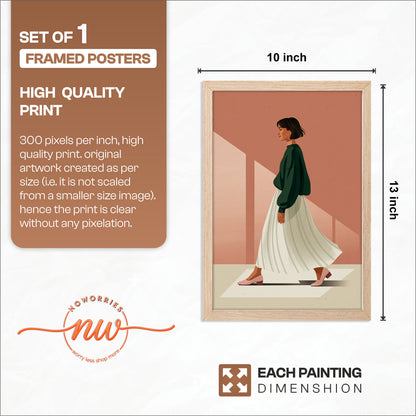 Minimalist Walking Woman Framed Wall Art