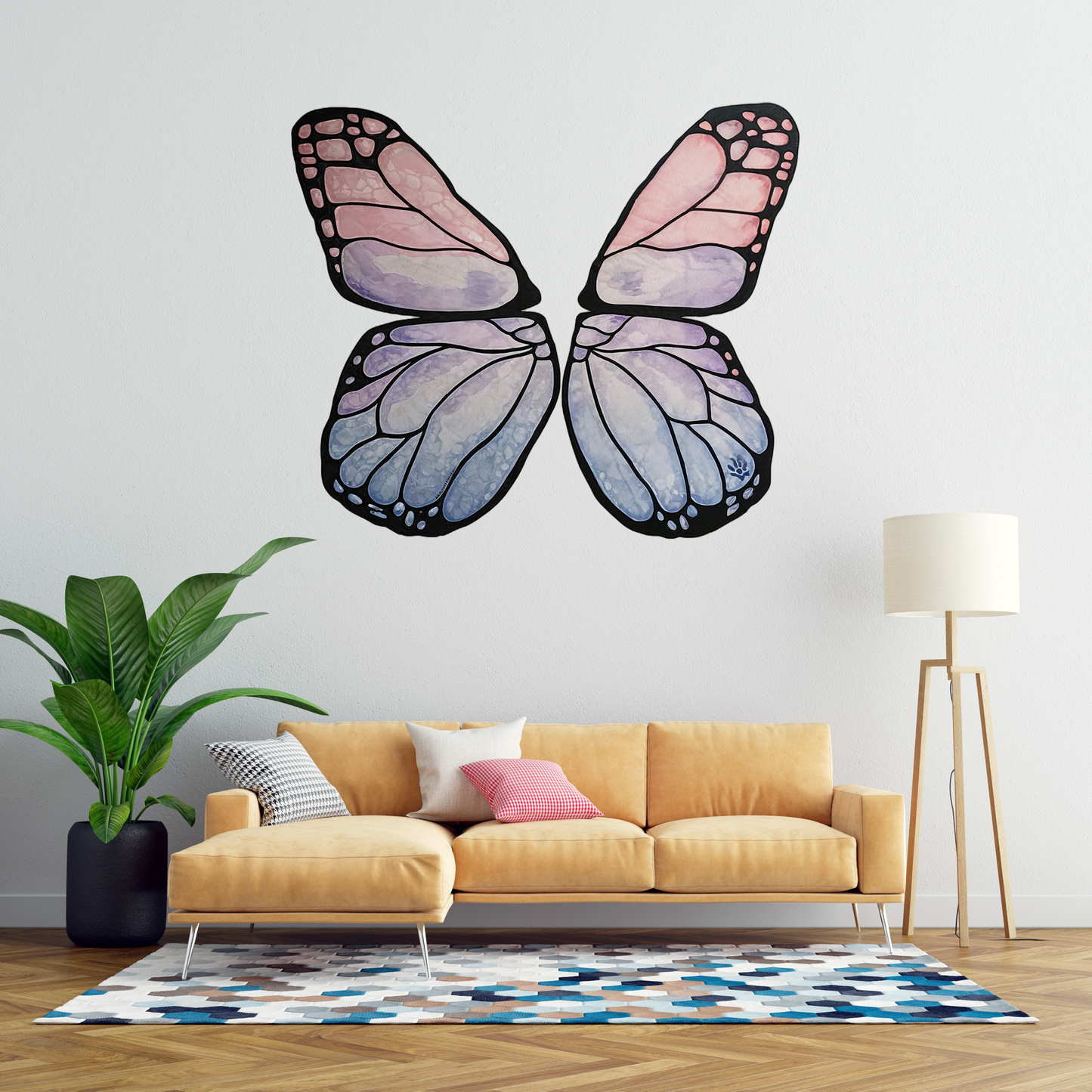 Watercolor Pink & Purple Butterfly Wall Sticker
