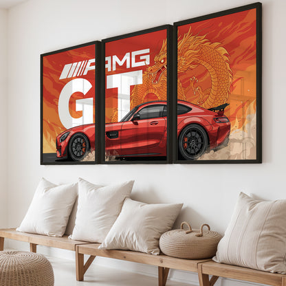 AMG GT Dragon Wall Frame Set of 3