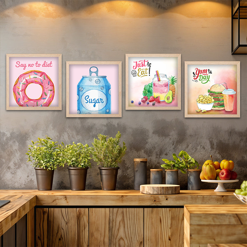 Cute Food Illustration Wall Art Set