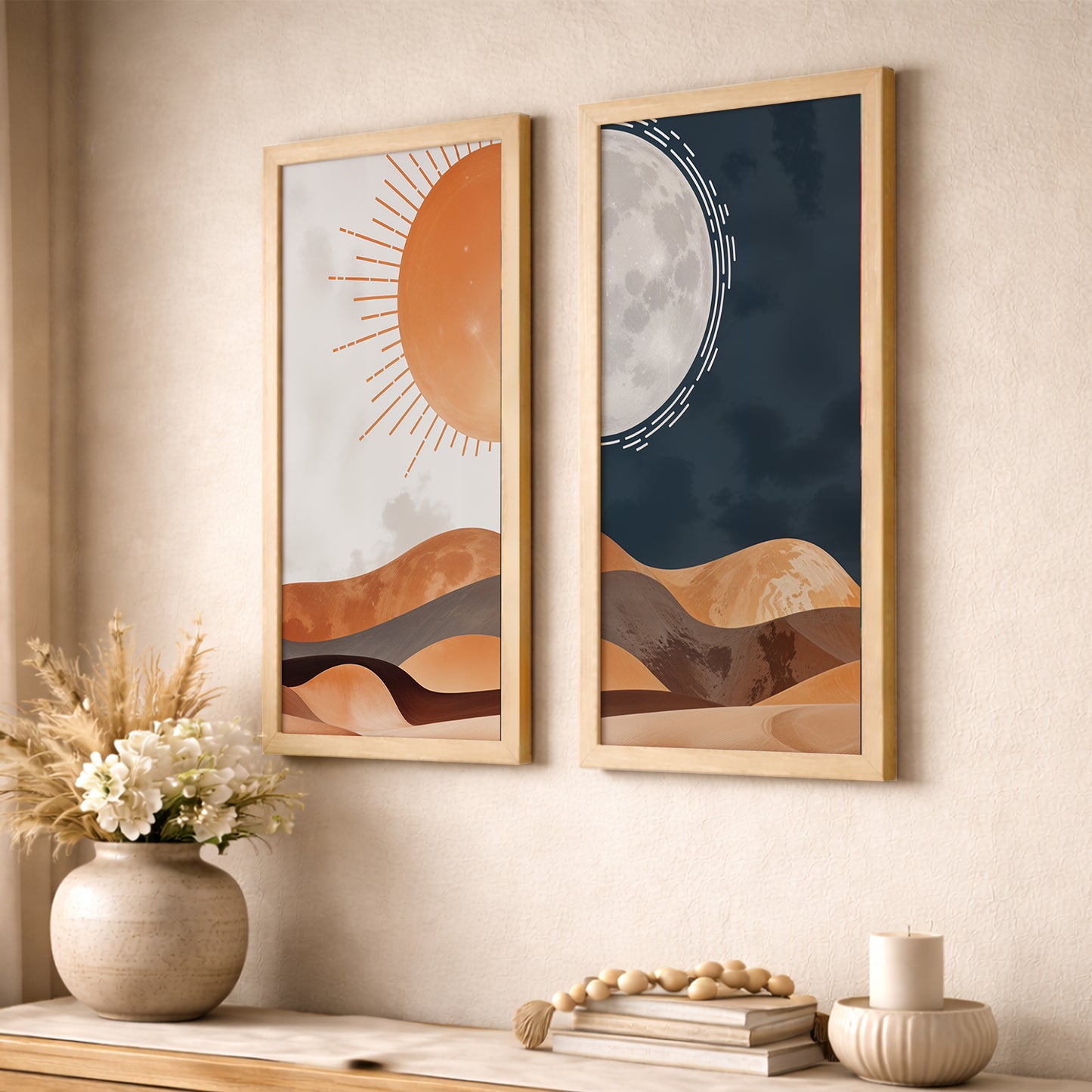 Sun & Moon Desert Wall Art Set of 2