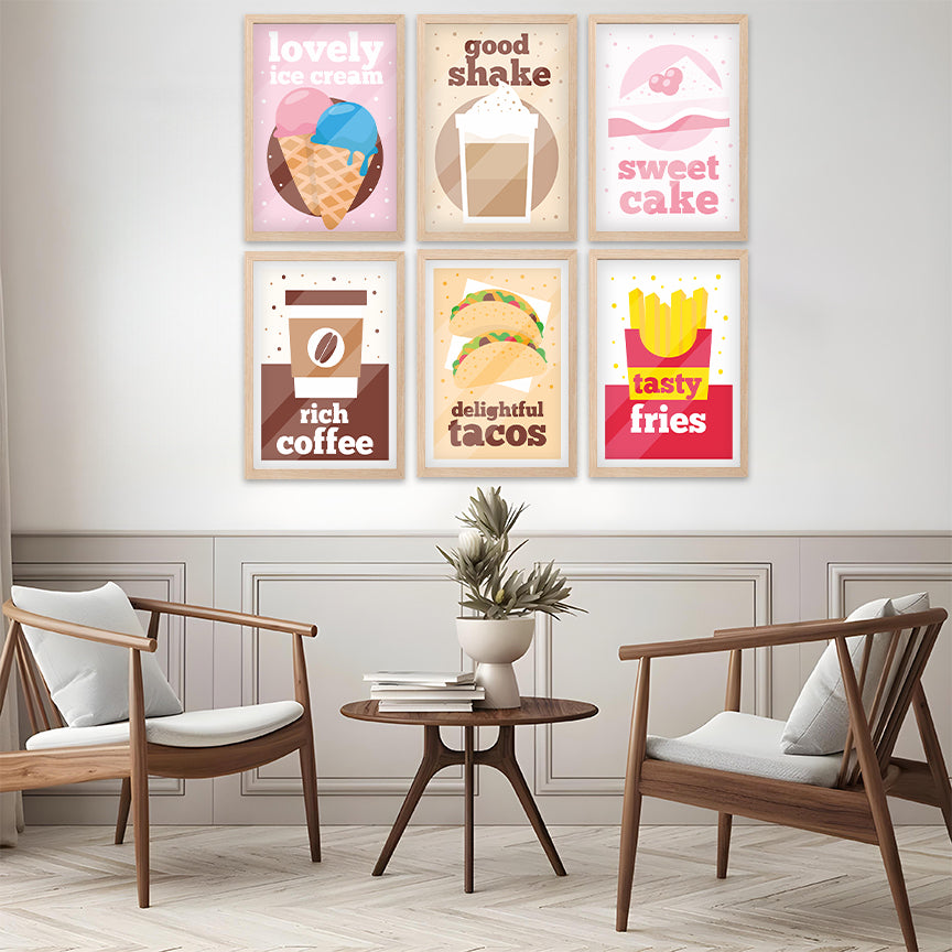 Modern Food Poster Wall Frame Set