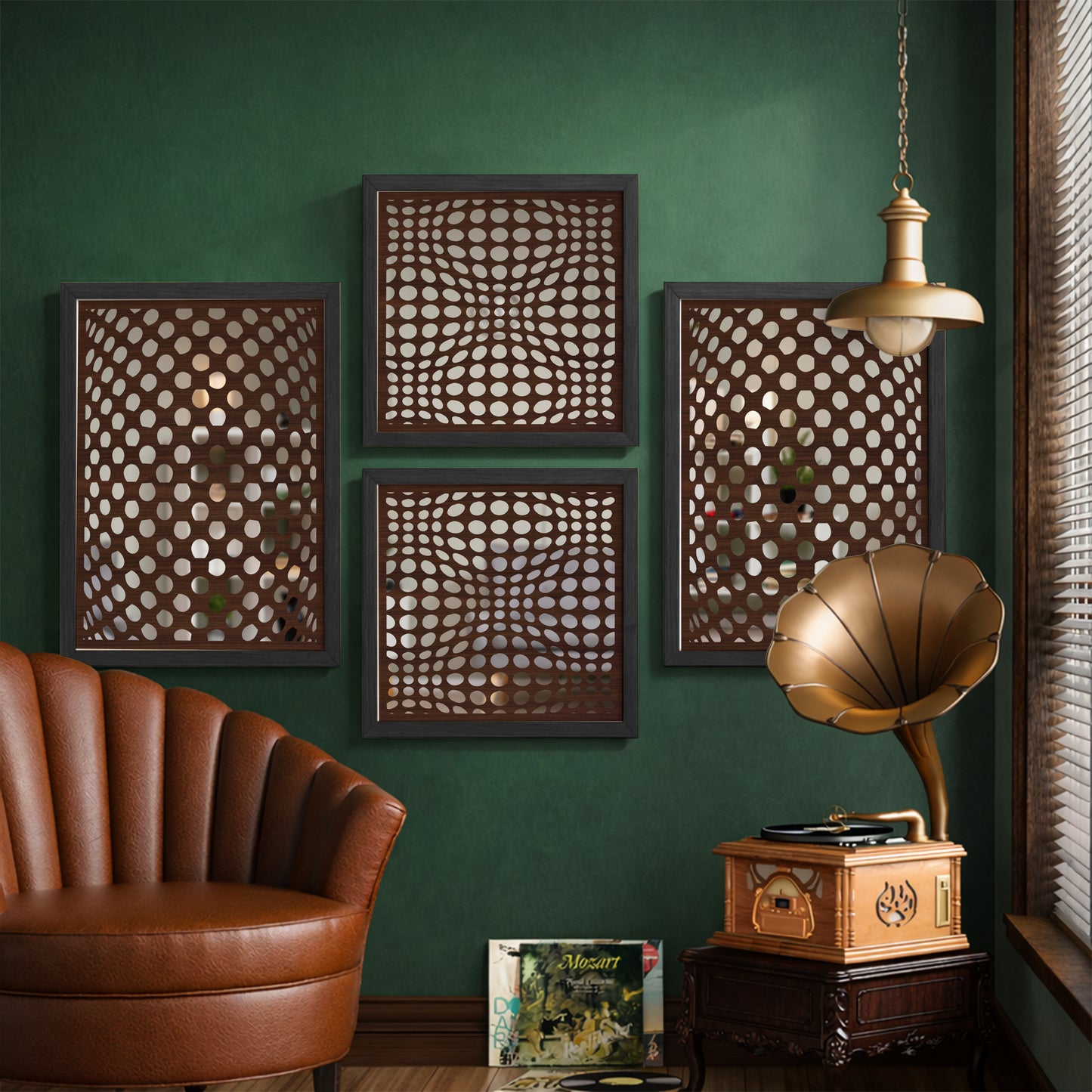 Optical Dot Pattern Mirror Set of 4