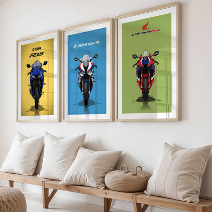 Sport Bike Wall Art Trio