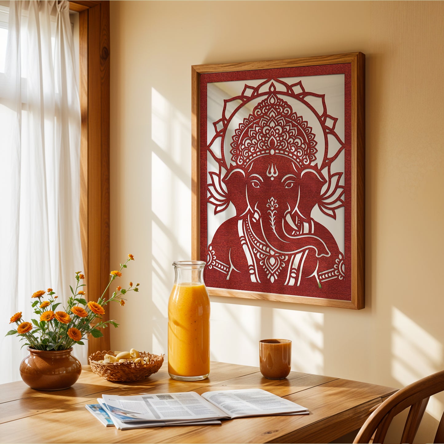 Ganesha Pinewood Laser wall Art