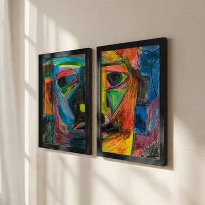 Modern Cubist Face Print Set