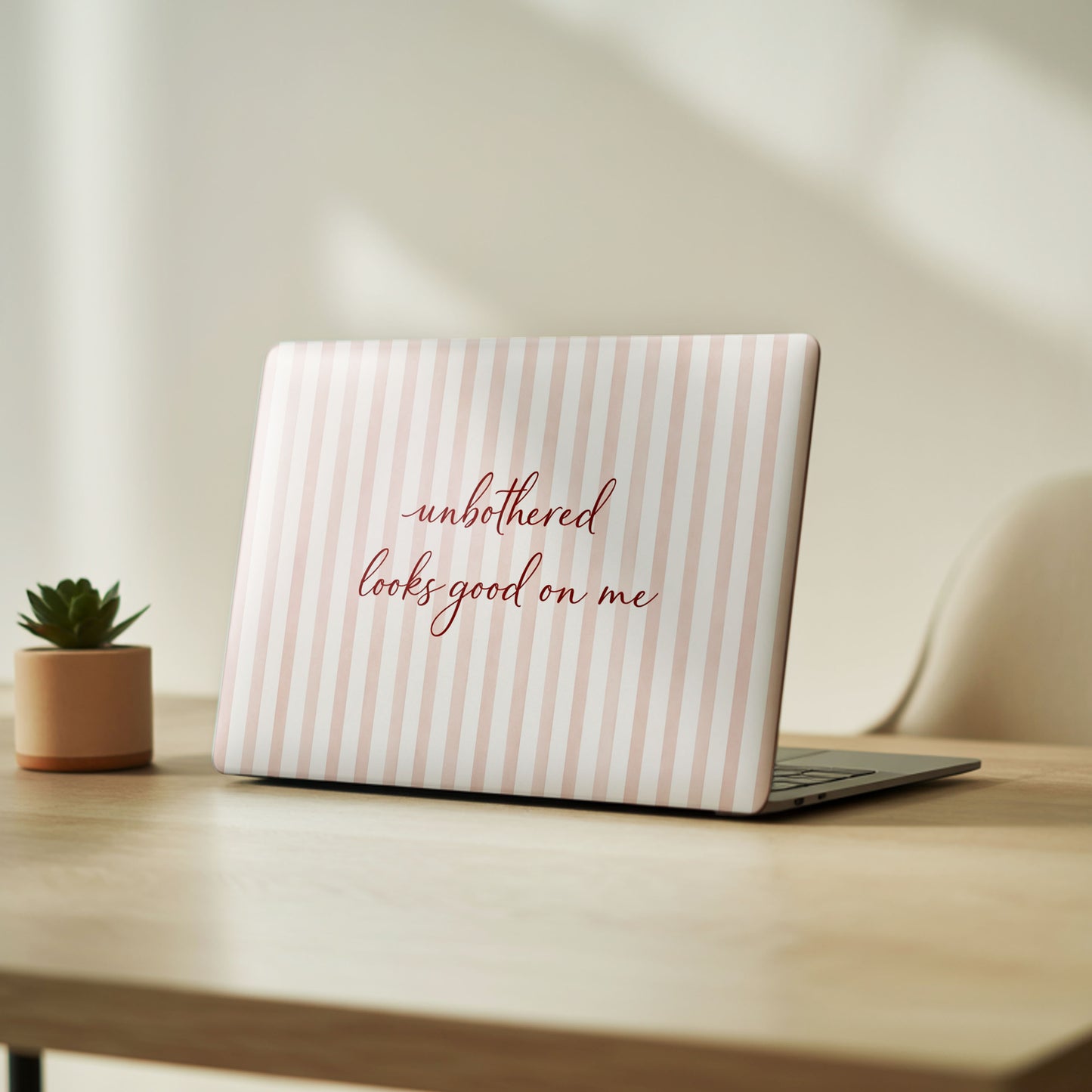 Unbothered Minimalist Pastel Pink Laptop Skin