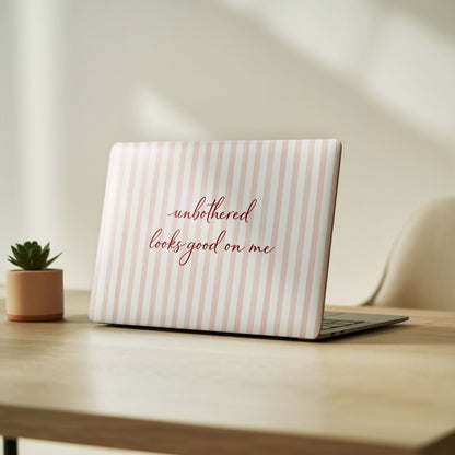 Unbothered Minimalist Pastel Pink Laptop Skin