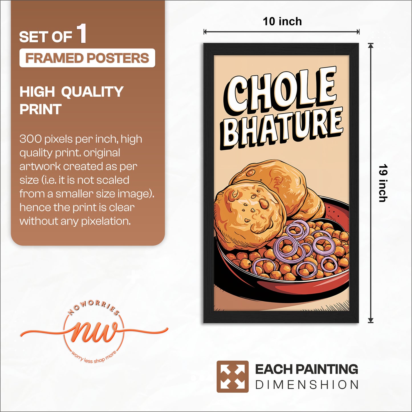Chole Bhature Food Wall Frame Set of 1