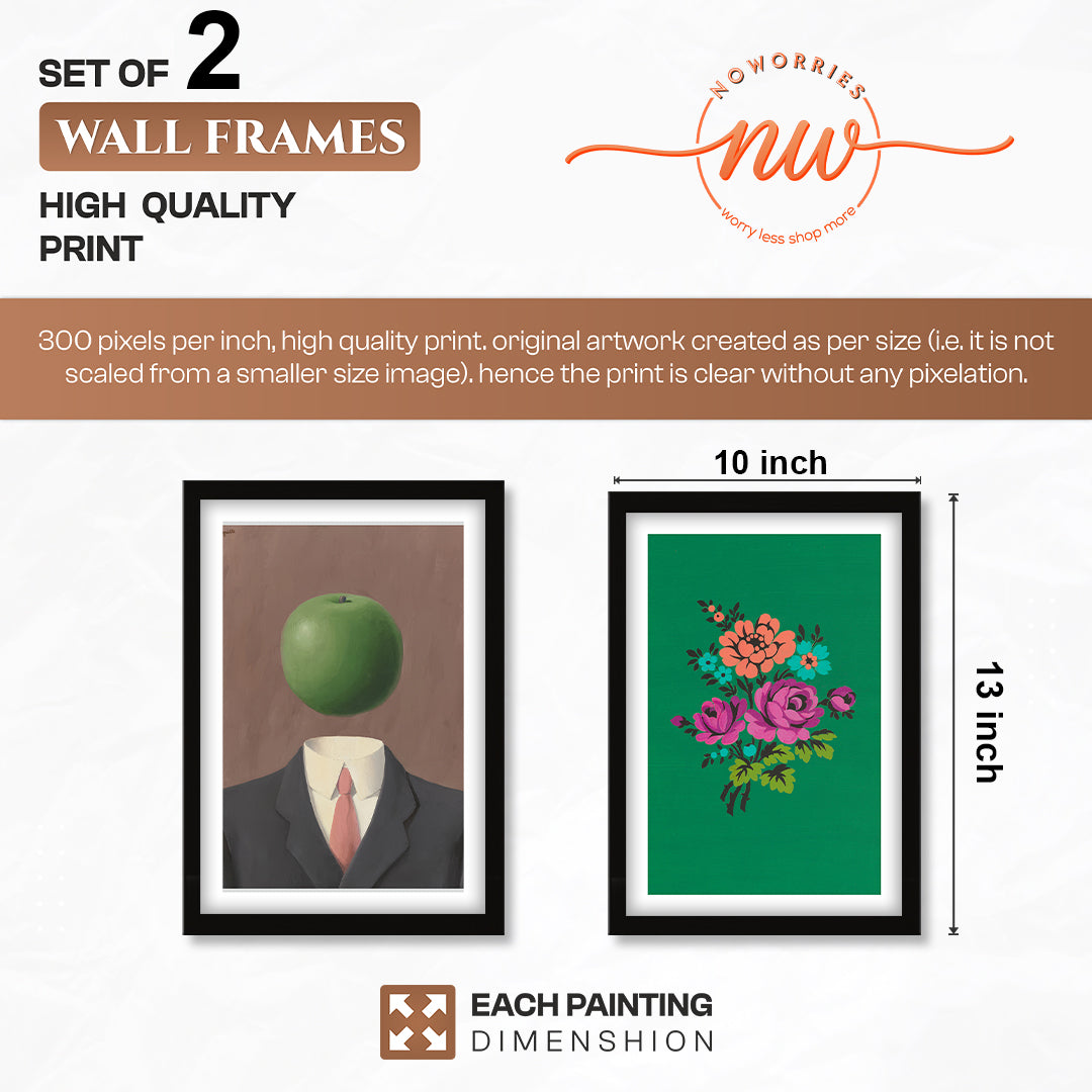 Surreal Apple & Floral Wall Art Set