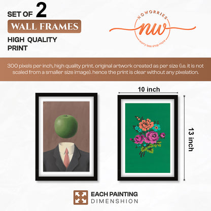 Surreal Apple & Floral Wall Art Set