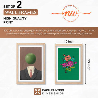 Surreal Apple & Floral Wall Art Set