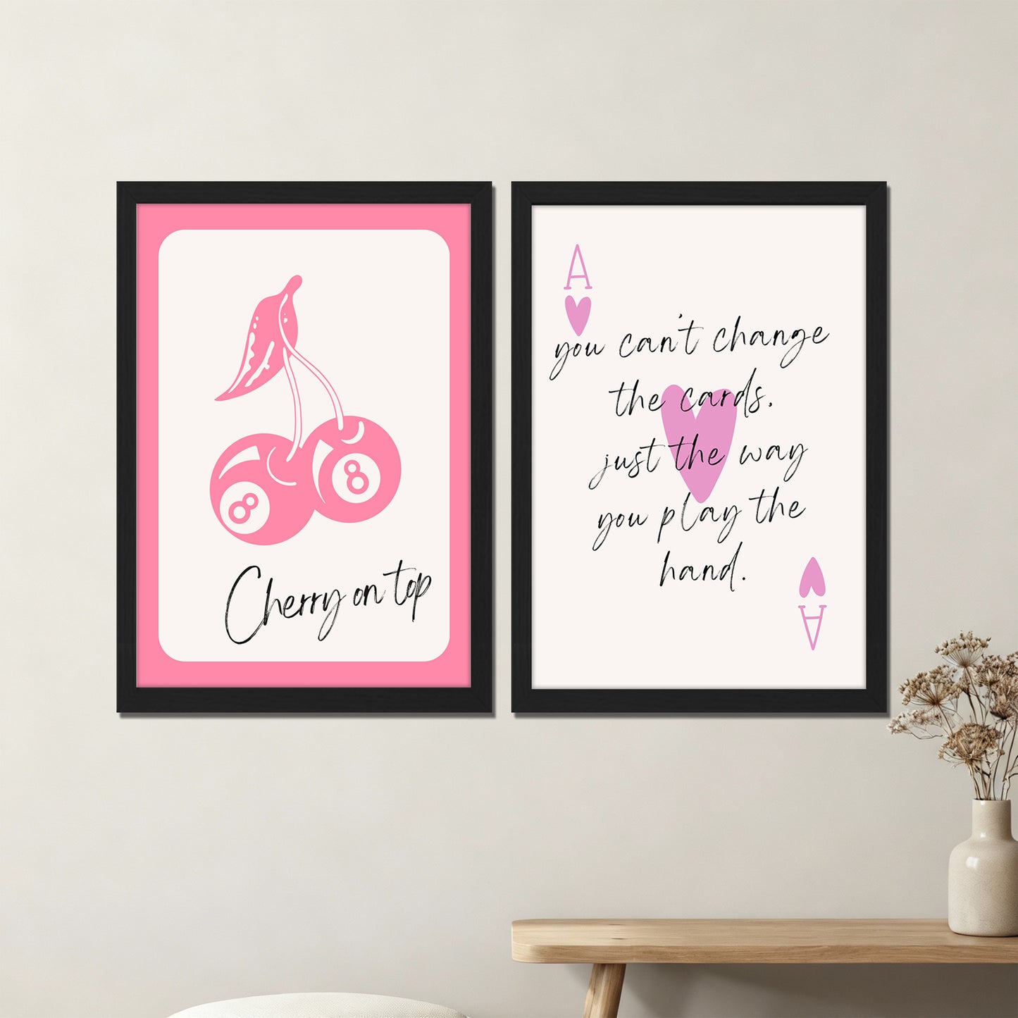Cherry & Motivational Typography Print Set