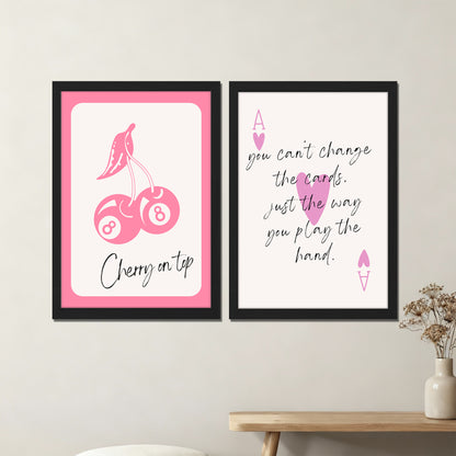 Cherry & Motivational Typography Print Set