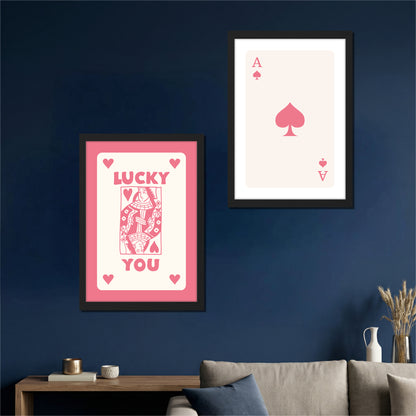 Lucky in Love Playing Card Wall Art Set of 2
