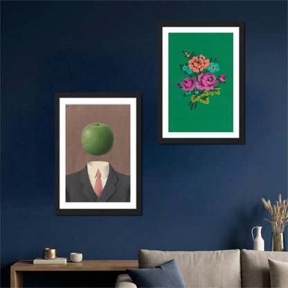 Surreal Apple & Floral Wall Art Set