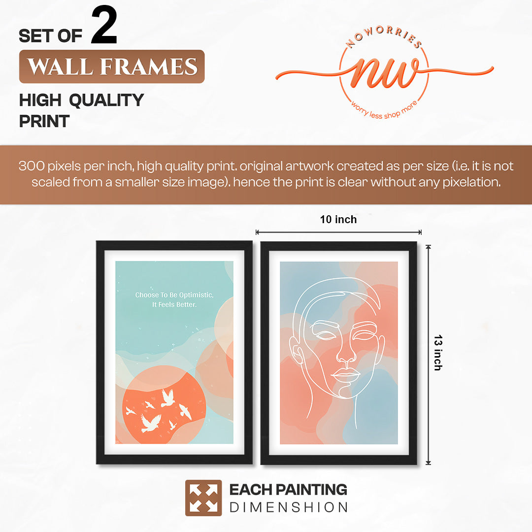 Pastel Abstract Face & Quote Print Set