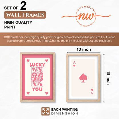 Lucky in Love Playing Card Wall Art Set of 2