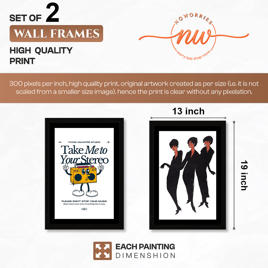 Retro Music & Soul Sisters Wall Art Set